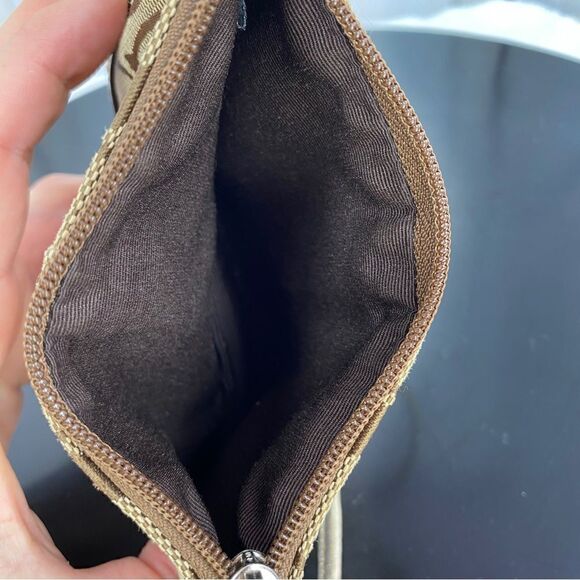 Coach Signature Canvas Leather Wristlet Bag Beige Gold - Picture 9 of 9